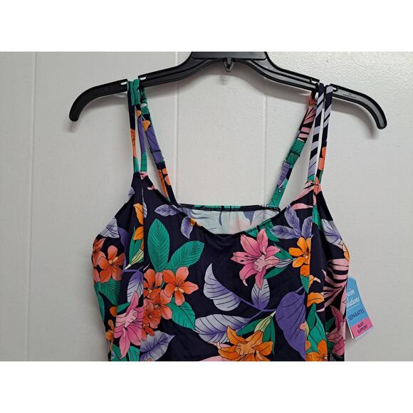 Swim Solutions Printed Double-Strap Princess Tankini Top Plus Size 16W - Picture 3 of 13
